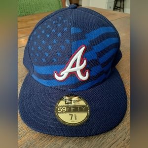 ⚾️59fifty New Era Atlanta Braves American Flag Hat/Cap Preowned